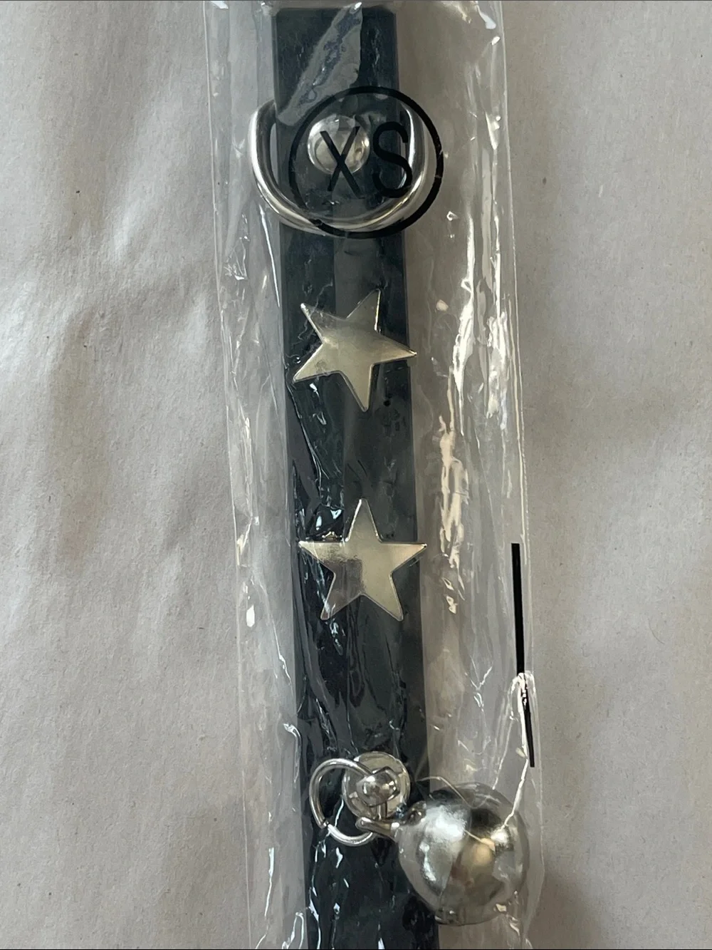 New Black Dog Collar with Stars Size 7.5-10.5 in